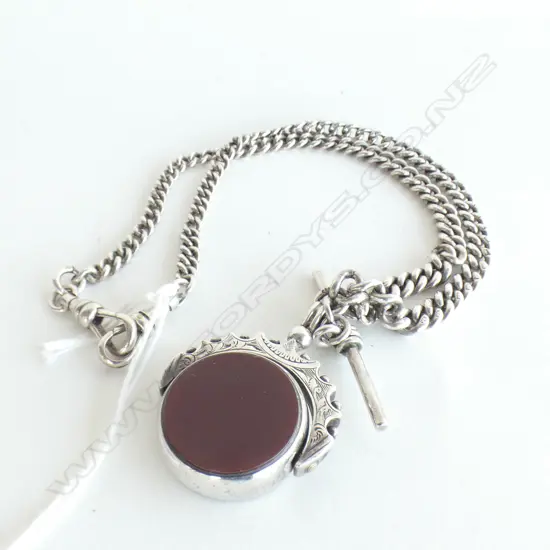 STG SILVER & BLOODSTONE SPINNER ON CHAIN 38 GRAMS