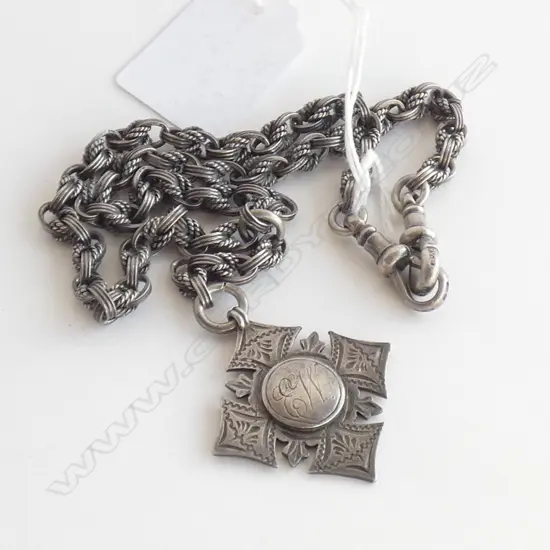 (17934) ANTIQUE SILVER PRINCE-OF-WALES ALBERT CHAIN