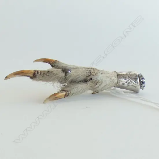 SCOTTISH SILVER & GROUSE CLAW BROOCH WITH AMETHYST STONE L  70 MM