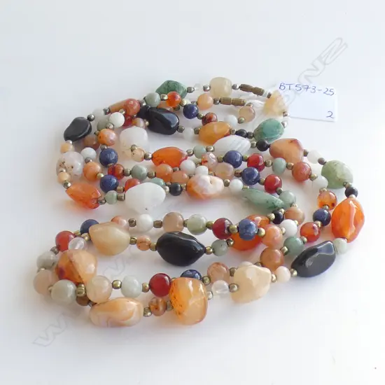 2 MULTI COLOURED STONE NECKLACES 
