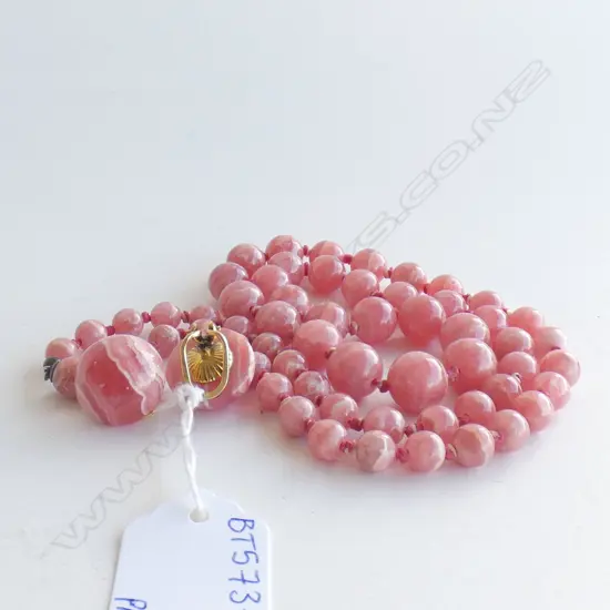 RHODOCHROSITE BEAD NECKED & CLIP EARRINGS