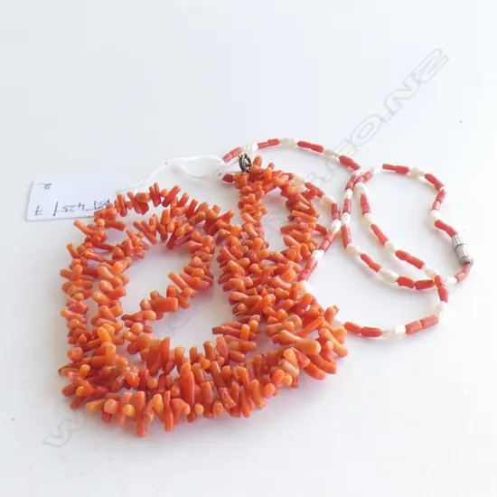 2 RED CORAL NECKLACES