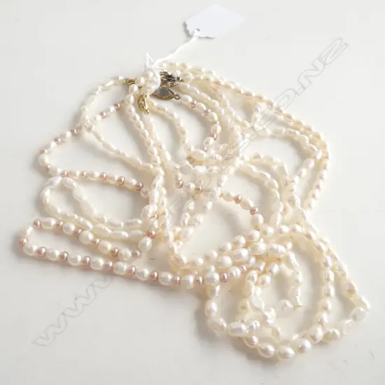 FIVE FRESH WATER CULTURED PEARL NECKLACES