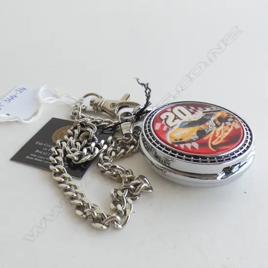 FRANKLIN MINT NASCAR POCKET WATCH & CHAIN - W ORIGINAL SWING TAG 