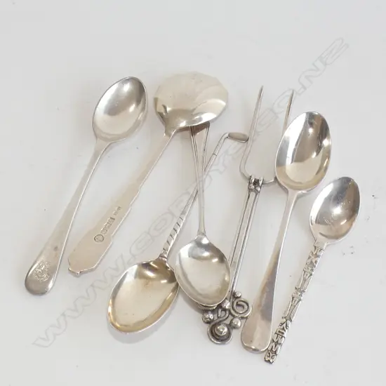 5 STG TEA SPOONS + FORK 87 GRAMS + EP TEA SPOON