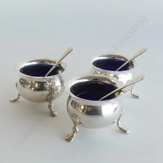 SET OF 3 STG SILVER SALTS, B'HAM 108 GRAMS