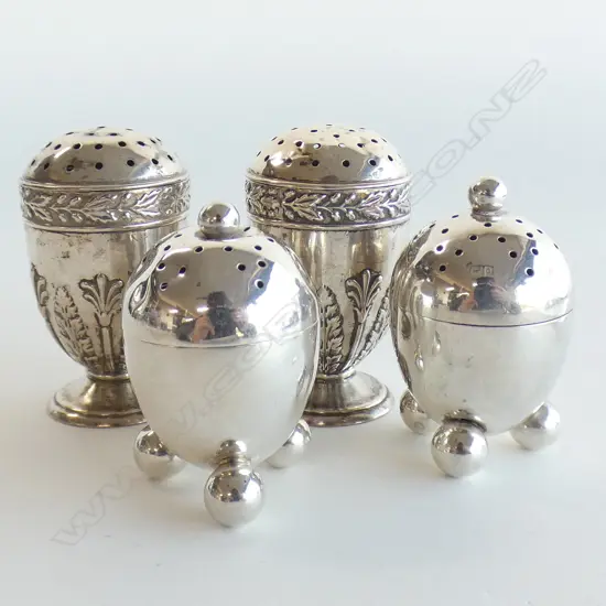 2 PRS STG SILVER CRUETS 133 GRAMS