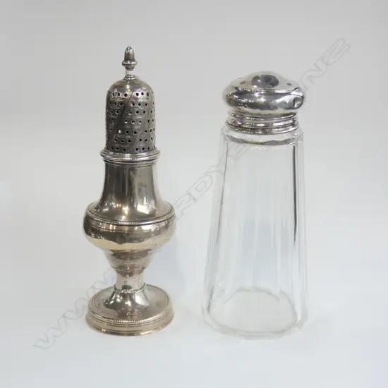 GEORGE III STG SILVER SUGAR CASTOR LONDON 1783 (AF) 78 GRAMS + ANOTHER