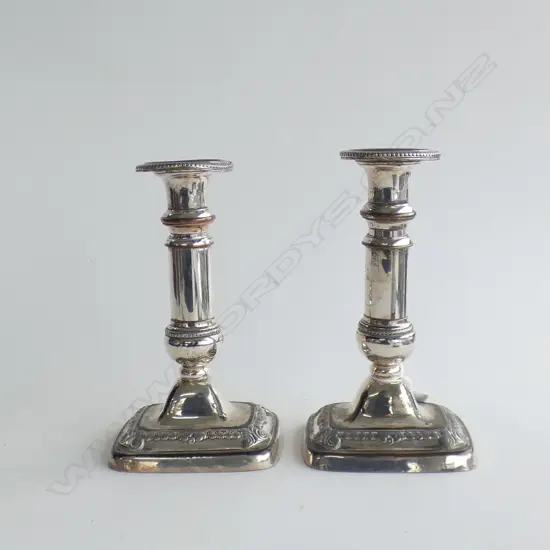 PR ANTIQUE SILVER PLATED CANDLESTICKS H.200mm