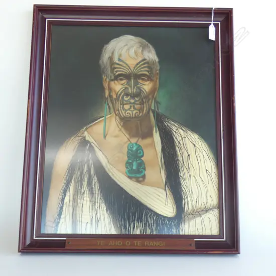 VINTAGE C.F. GOLDIE HAND COLOURED PRINT 'TE AHO O TE RANGI' 500x400mm FRAMED