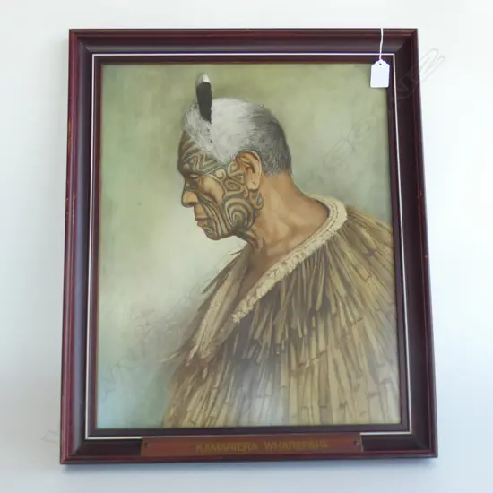 VINTAGE C.F. GOLDIE HAND COLOURED PRINT 'KAMARIERA WHAREPAPA' 500x400mm FRAMED
