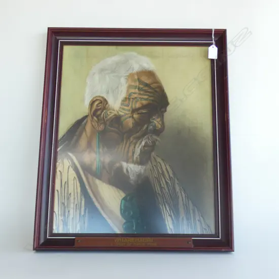 VINTAGE C.F. GOLDIE HAND COLOURED PRINT 'WHAREHAURI' 500x400mm FRAMED