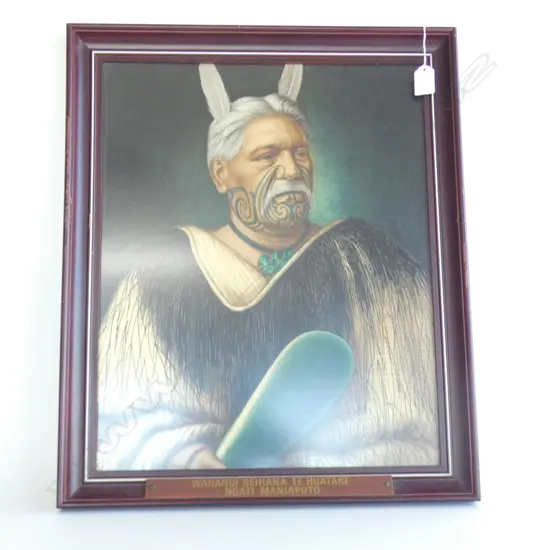 VINTAGE GOTTFREID LINDAUER HAND COLOURED PRINT 'WAHANUI REIHANA TEHUATARE' 500x400mm FRAMED