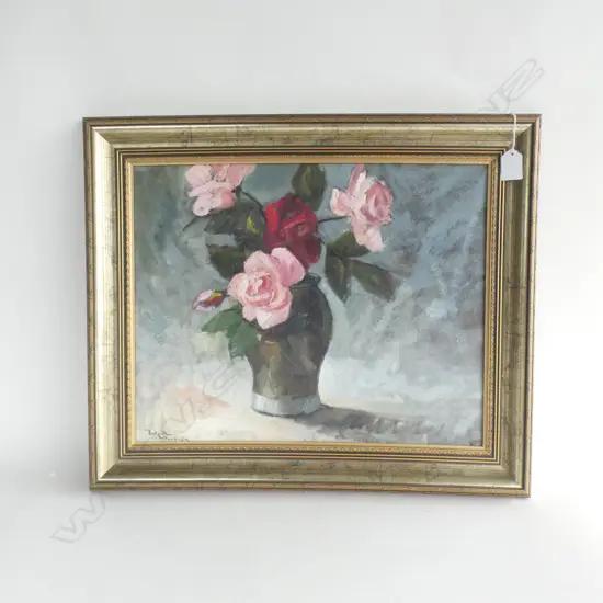RUSSELL HOLLINGS ROSES 1988 OIL 350x445mm