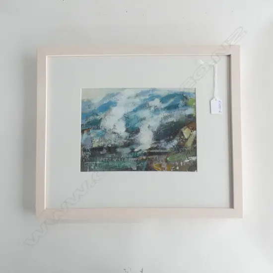 RUSSELL HOLLINGS THERMALS ACTIVITY ROTORUA OIL ON CARD 185x250mm