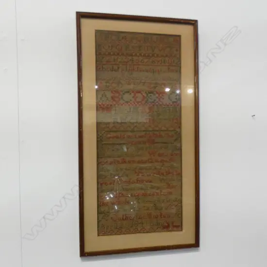 FRAMED SAMPLER; 'CATHERINE WORTON 1841 EDIN' 425x185mm