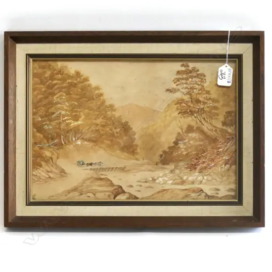 SIGNED J.H.M.G.? W/C 'OTIRA GORGE WEST COAST ROAD'  1891 340 X 230MM IMAGE