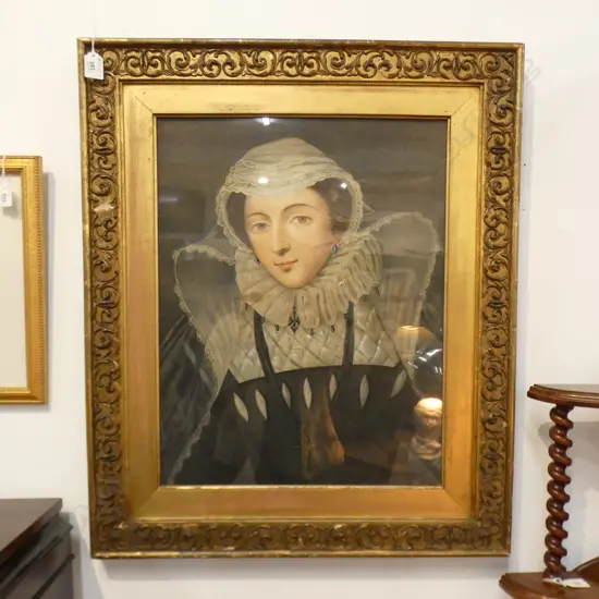 VINTAGE PRINT ELIZABETHIAN PORTRAIT IN GILT FRAME 540x420mm