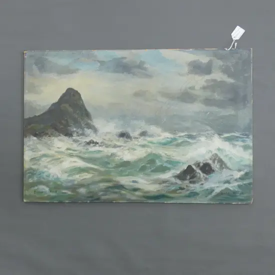 BERNARD ARIS OIL 'GALE FORCE' SIGNED & DATED 1956 410x610mm.
