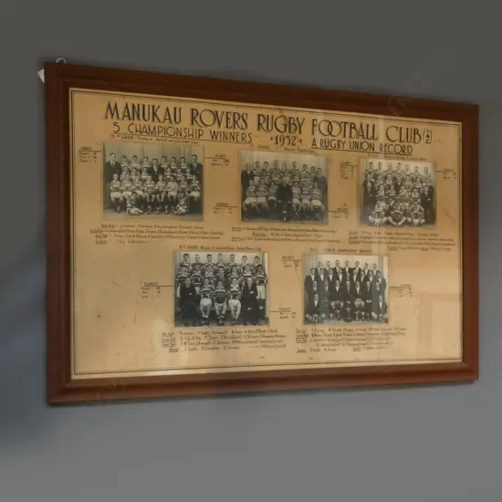 MANUKAU ROVERS RUGBY FOOTBALL CLUB FRAMED TEAM PHOTOGRAPHS 1952 555x880mm 