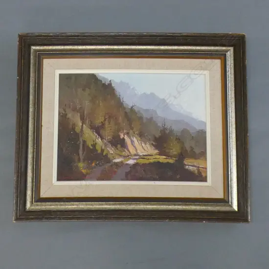 WALLACE T. KEOWN (b.1938), OIL ON BOARD 'OLE RD EGLINGTON VALLEY'