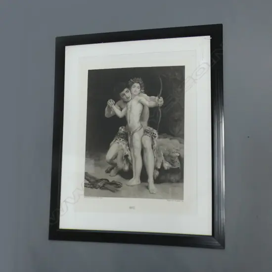 FRAMED VICTORIAN ETCHING 'HIT' PAINTED BY LORD LEIGHTON 600 X 460mm