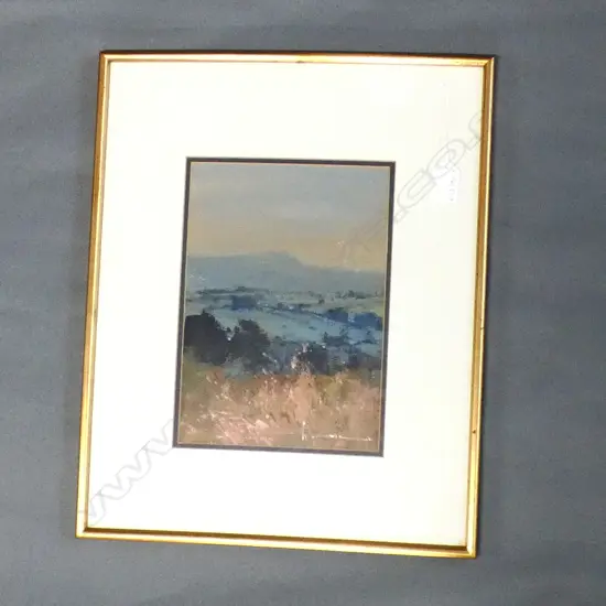 ROBERT HAGEN (AUST.b1947) ACRYLIC 'GLOW OVER THE VALLEY'  SIGNED 255x180mm