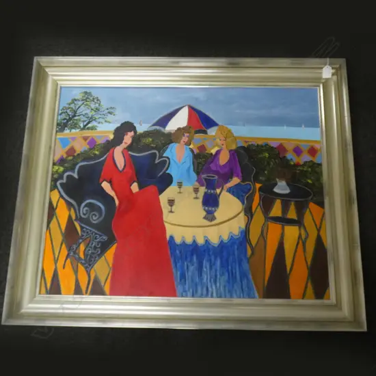 A.V. CAPENER, OIL ON CANVAS, 'LADIES MORNING "TEA", MONTE CARLO', SIGNED, DATED 2008 AND TITLED VERSO. 590 x 735mm
