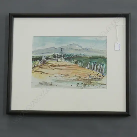 RUSSELL HOLLINGS IRONGATE VINEYARD HAWKES BAY COLOUR DRAWING 235x330mm 