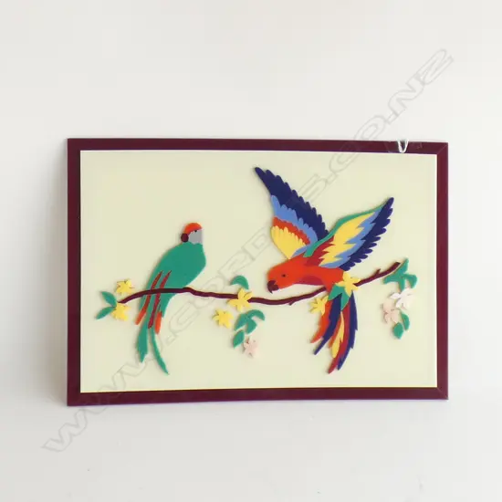 RETRO COLOURFUL PARROT PERSPEX MOSAIC PICTURE 410 X 285MM