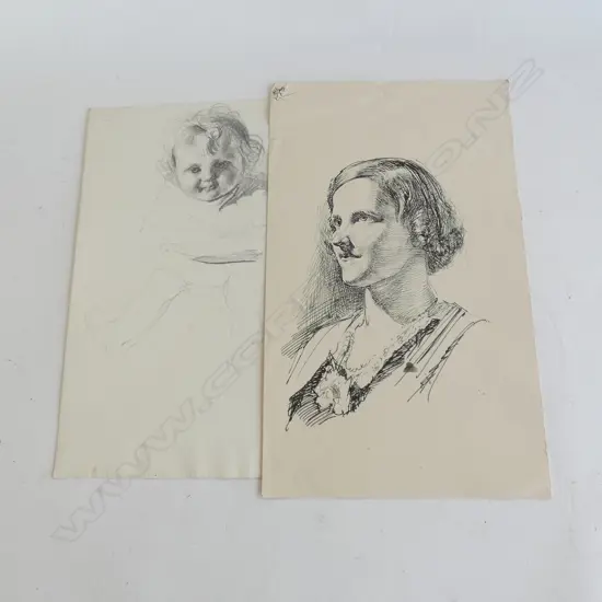 H.L. RICHARDSON X 2 PORTRAITS.YOUNG WOMAN & BABY