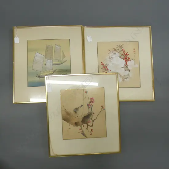 3 JAPANESE W/C ON FABRIC 270x240mm