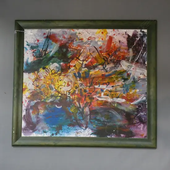 VIBRANT ACRYLIC ON BOAD. BALINESE DANCER, SIGNED INDISTINCTLY 780 x 680mm