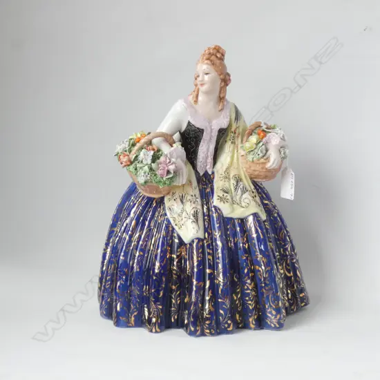 LG ITALIAN LAVORAZIONE FIGURINE - LADY WITH BASKETS OF FLOWERS H 310MM