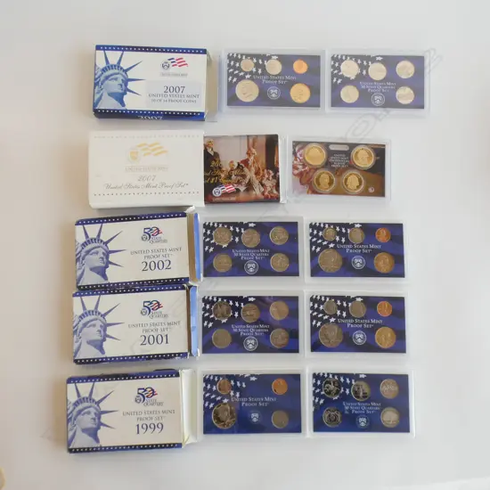 4 X USA PROOF COIN SETS 1999. 2001. 2002 & 2007
