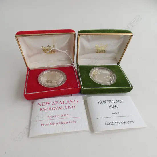 1986 NZ PROOF SILVER DOLLAR & 1986 ROYAL VISIT PROOF SILVER DOLLAR