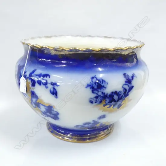 LG OLD FLOW BLUE & GOLD JARDINIERE DIA 320 H 300MM A/F