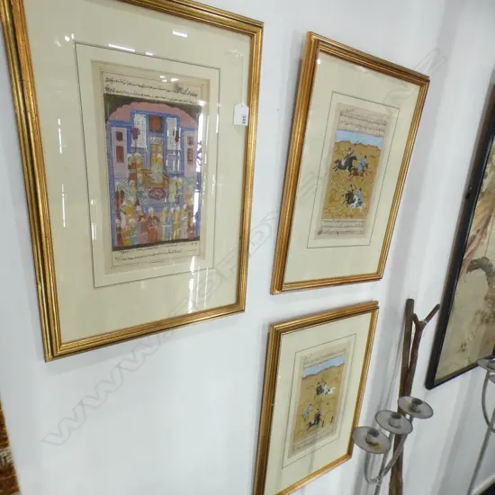 3 FRAMED PERSIAN ILLUSTRATION FROM THE SHAH-NAMEH (BOOK OF KINGS) each 280 x 180mm