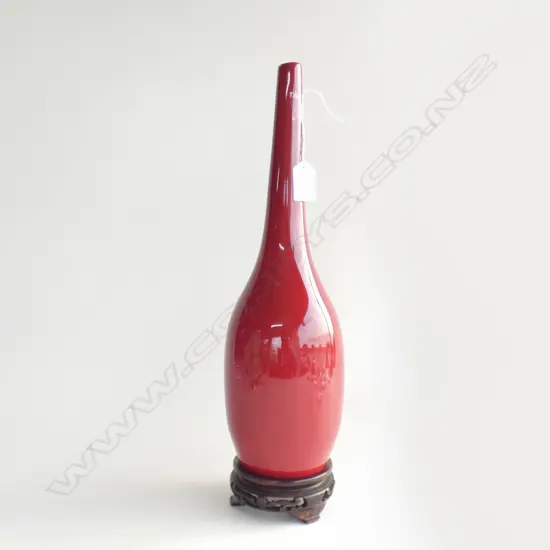 SONG DE BOUEF ORIENTAL STYLE VASE ON STAND H.400mm