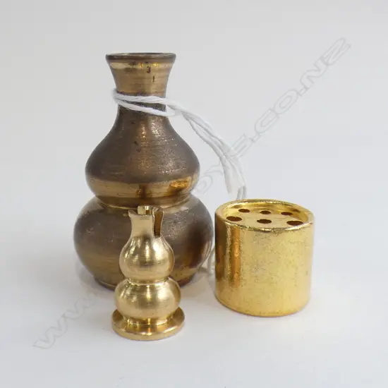 3 ASST BRASS INCENSE HOLDERS - LARGEST H 50MM