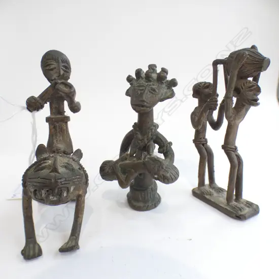 3 AFRICAN FIGURATIVE GOLD WEIGHTS H 80 MM