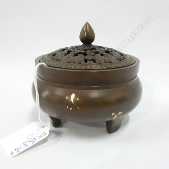 CHINESE BRONZE GOLD SPLAT CENSOR DIA 90MM