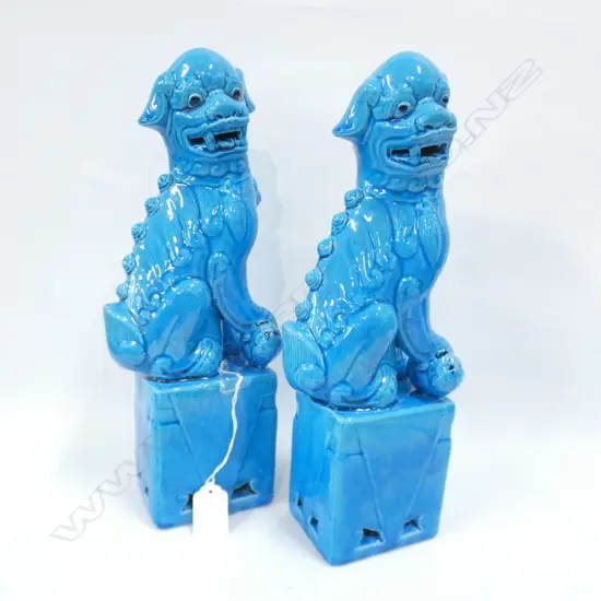 PR CHINESE TURQUOISE GLAZE FOO DOGS H 325MM