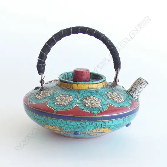 ORIENTAL TEAPOT LAPIS & CORAL ETC MICRO PANELS Dia.130mm