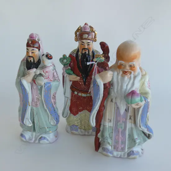 3 CHINESE WISEMEN CERAMIC FIGURES H.270mm