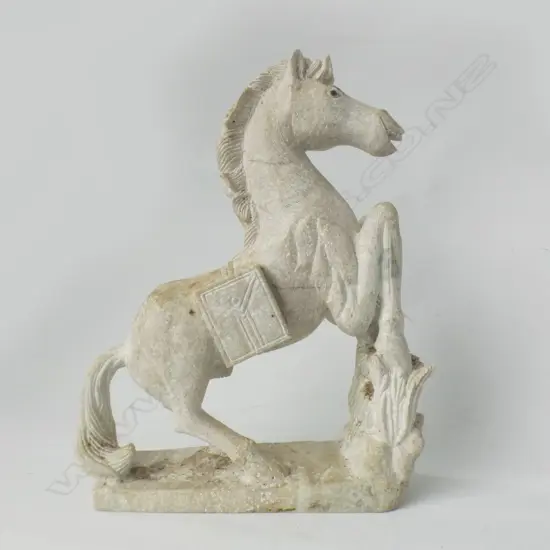 CARVED CHINESE STONE HORSE H 260 MM