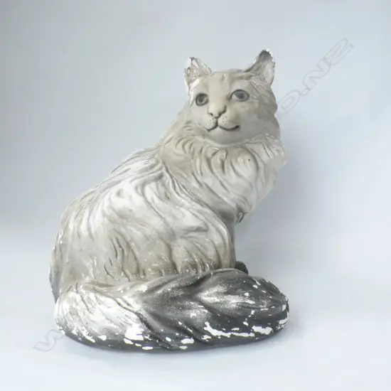 LG CHALKWARE FLUFFY CAT H 240MM SOME WEAR TO PAINT