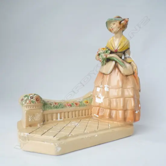 VINTAGE CHALK CRINOLINE LADY FIGURINE H 235MM -SOME CHIPPING TO PAINT