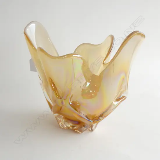 AMBER ART GLASS VASE H.215mm