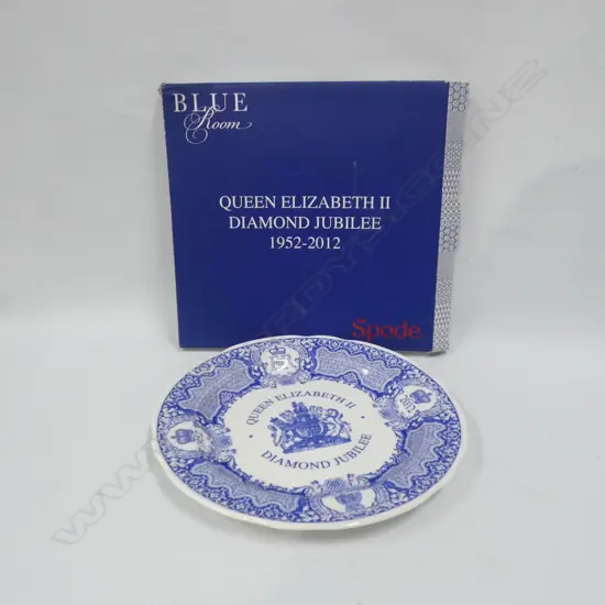 SPODE QUEEN ELIZABETH DIAMOND JUBILEE LTD ED BLUE ROOM PLATE DIA 265MM - IN ORIGINAL BOX W CERTIFICATE